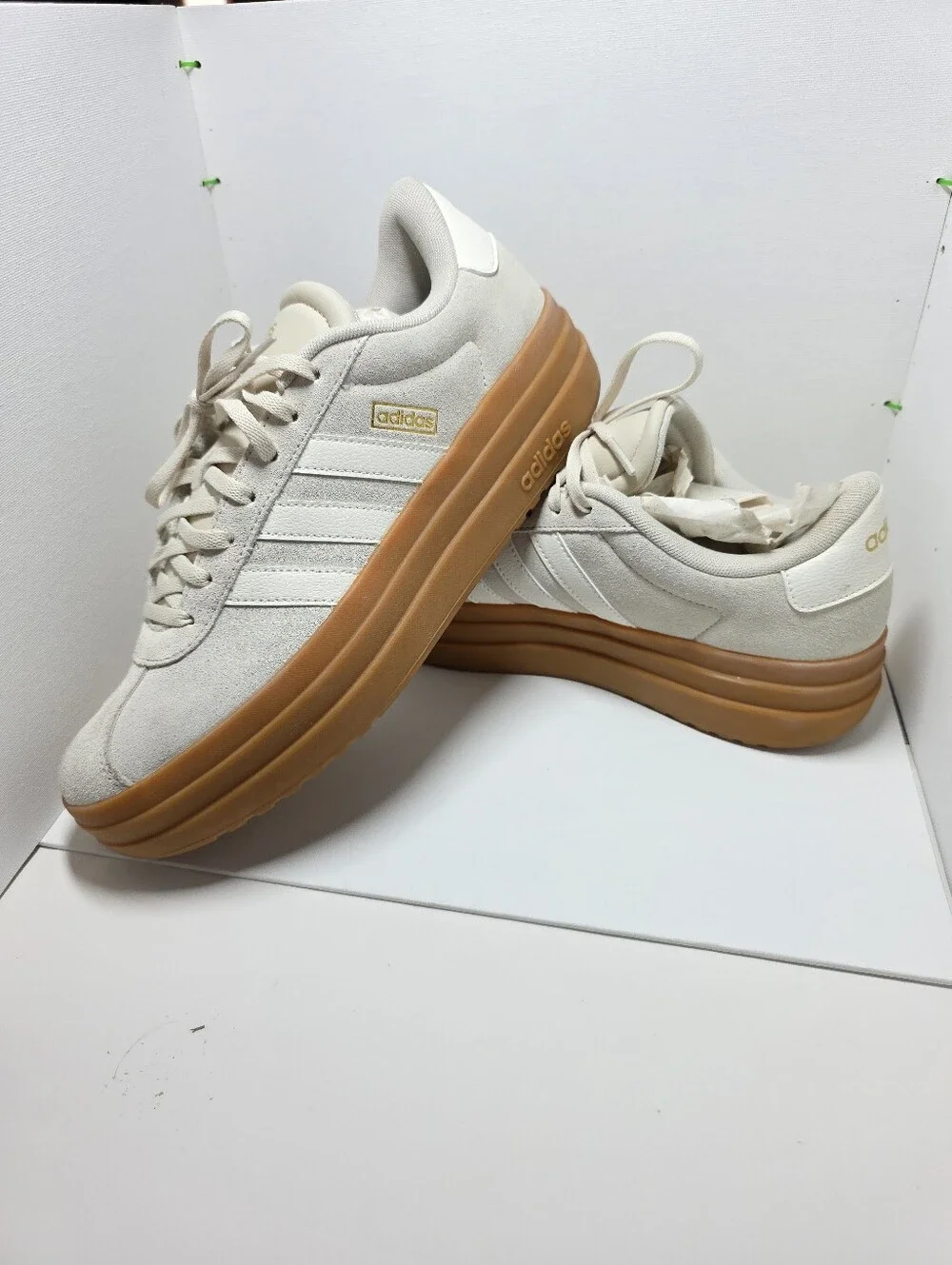 Adidas White Platform Sneakers with Gum Sole